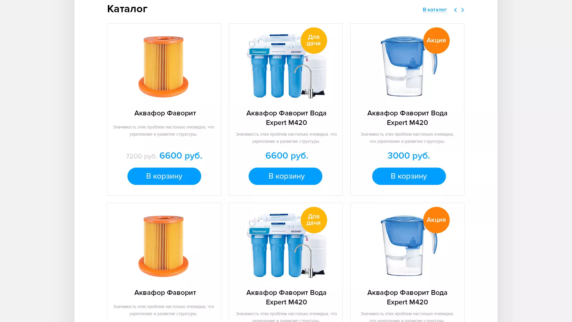 Создание интернет-магазина «Водолей» по продаже фильтров очистных сооружений в Николаевске